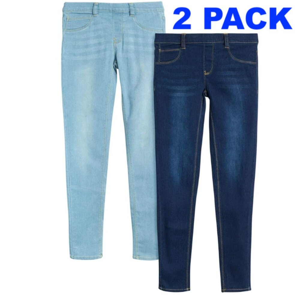 Real Love Girls’ Jeans – 2 Pack Stretch Denim Pull-On Skinny Fit Jeggings 14